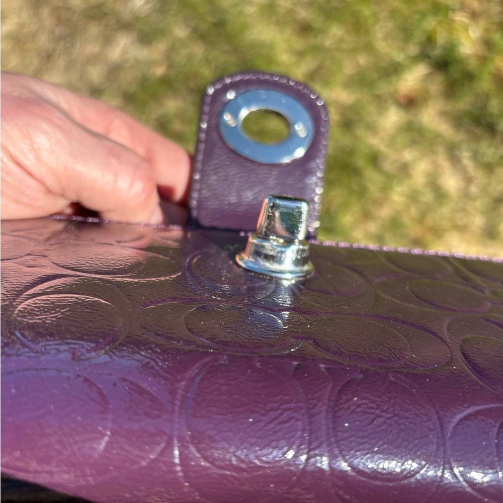 Coach Trifold Deep Prple Turnlock Wallet - Picture 4 of 13